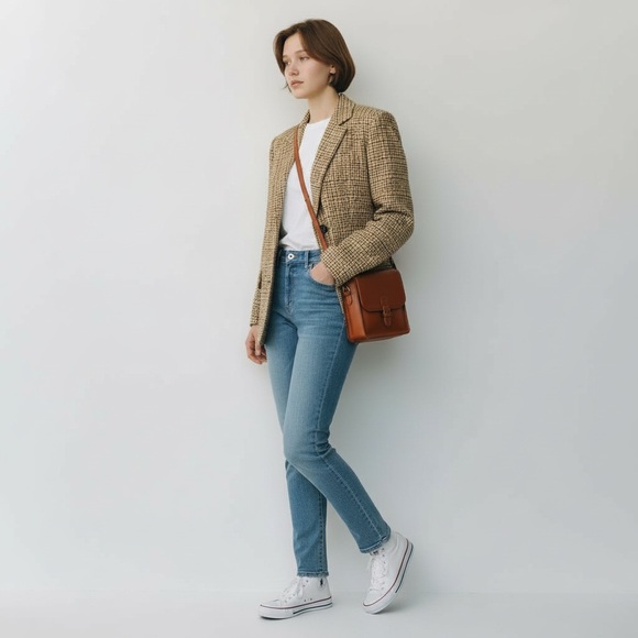 ORVIS Multicolored Houndstooth Button Down Woven Silk Blazer Size 10 - Picture 11 of 11